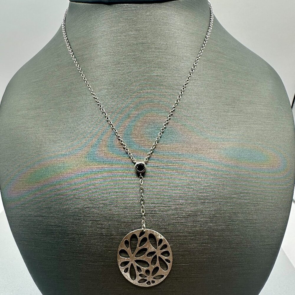 925 Sterling Silver Fancy Pendant Necklace Adjustable